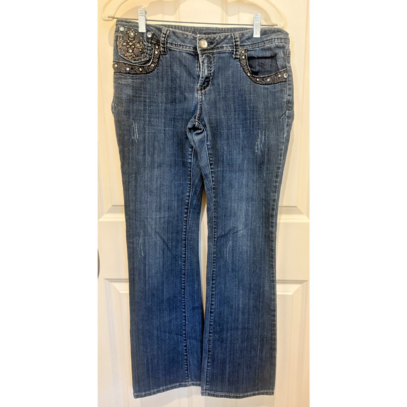 Grace in LA Denim - Y2k Grace in LA Jr Bootcut Jeans Size 11 Rhinestone Cross